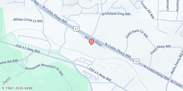 Map showing MUST Ministries Client Services - Marietta at 1260 Cobb Parkway Northwest, Marietta, GA