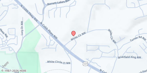 Map showing MUST Ministries Mobile Pantry - Walton Ridge Apartments at 1631 White Cir. NW, Marietta, GA