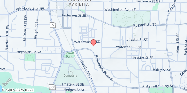 Map showing Salvation Army-Marietta Corps at 202 Waterman St, Marietta, GA