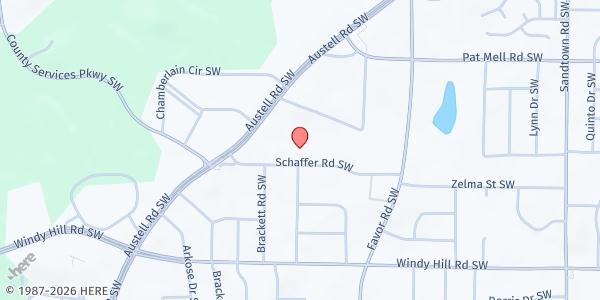 Map showing Schaffer Rd Church of Christ at 554 Schaffer Rd SW, Marietta, GA