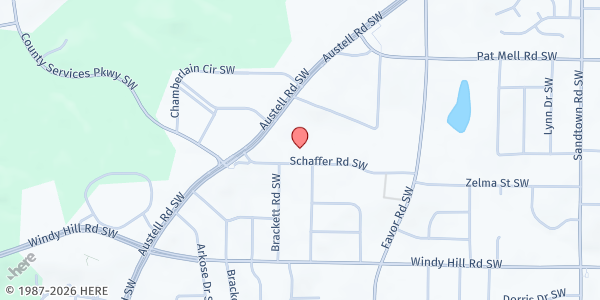 Map showing Schaffer Road Church of Christ at 554 Schaffer Rd SW, Marietta, GA