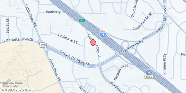 Map showing The Center for Family Resources at 400 Franklin Gateway SE #250, Marietta, GA