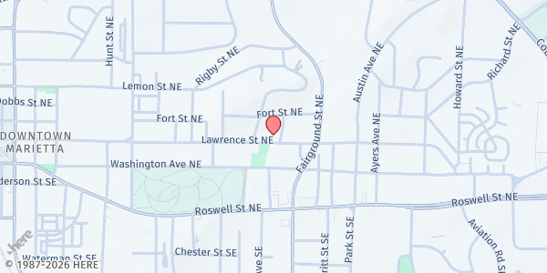 Map showing Turner Hill Community Development at 527 Lawrence Street Northeast, Marietta, GA