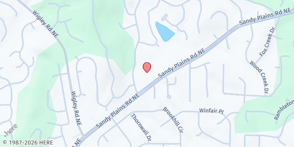 Map showing Unity North Atlanta Church at 4255 Sandy Plains Rd., Marietta, GA