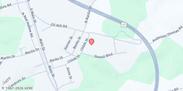 Map showing Full Gospel Baptist Church at 387 Childs St., Martin, GA