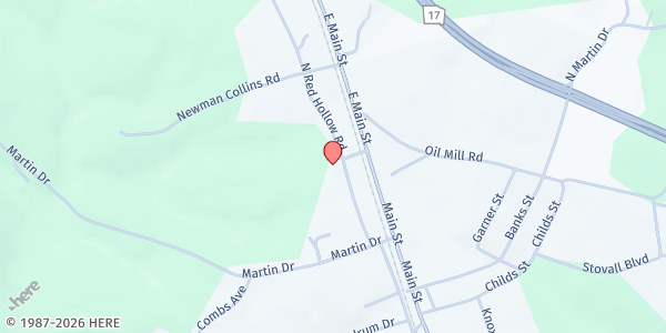 Map showing Martin Baptist Church at 751 Red Hollow Rd., Martin, GA