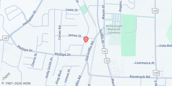 Map showing Miracle Mission International Outreach Inc. at 466 Simpson St., McDonough, GA