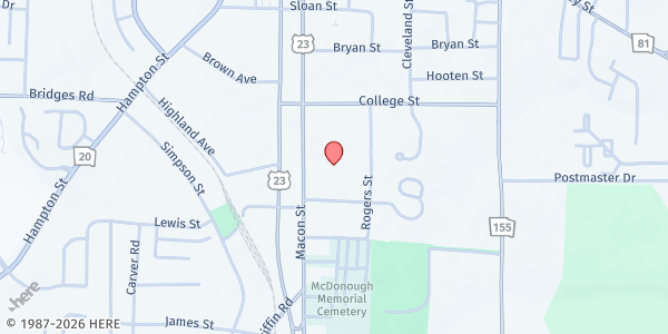 Map showing Shiloh-McDonough Community Outreach Center at 262 Macon St., McDonough, GA