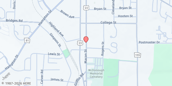 Map showing Shiloh-McDonough Community Outreach at 263 Macon St, McDonough, GA