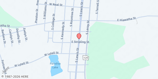 Map showing Metter Presbyterian Church at 611 S. Lewis St., Metter, GA