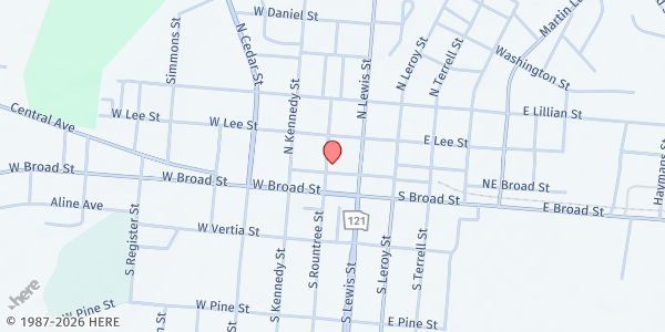 Map showing The Bridge - Candler County Outreach at 24 E. North Broad St., Metter, GA