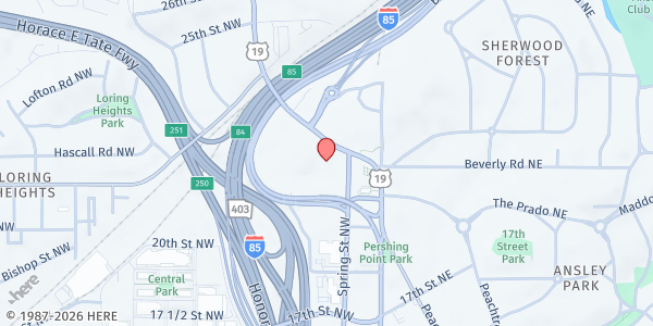 Map showing The Baby Pantry - Midtown Atlanta at 1580 Peachtree Road Northwest, Midtown Atlanta, GA