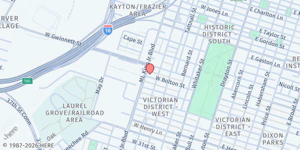 Map showing Thankful Missionary Baptist Church at 820 Martin Luther King Junior Boulevard, Midtown, GA