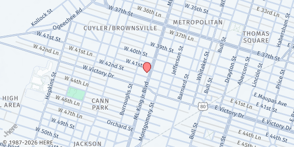 Map showing WEST BROAD SDA COMMUNITY SERVICES at 2509 Martin Luther King Junior Boulevard, Midtown, GA