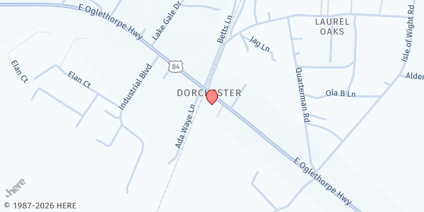 Map showing Compassion Midway at 12199 East Oglethorpe Highway, Midway, GA