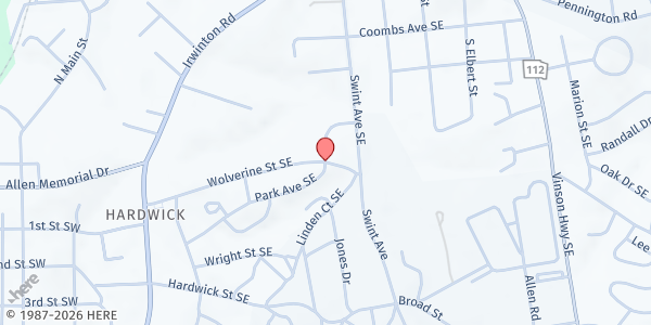Map showing Flipper Chapel AME Church at 136 Wolverine Street Southeast, Milledgeville, GA