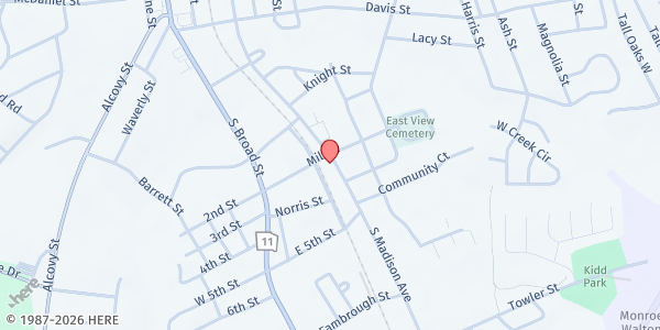 Map showing Faith In Serving Humanity at 700 S. Madison Ave., Monroe, GA
