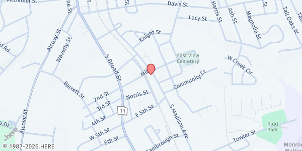 Map showing FISH - Faith In Serving Humanity at 700 S. Madison Ave., Monroe, GA