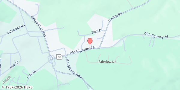 Map showing Morganton Baptist Church at 9511 Old Hwy 76, Morganton, GA