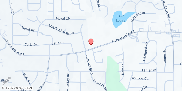 Map showing Faith Deliverance Christian Church at 2018 Lake Harbin Road, Morrow, GA