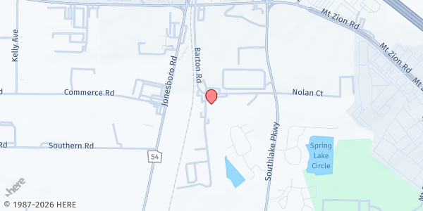 Map showing Freedom Christian Center at 6928 Commercial Drive, Morrow, GA