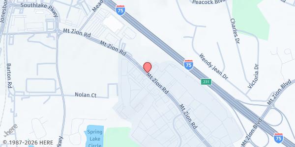 Map showing Heart Filled Helping Hands Inc. - Morrow at 1854 Mount Zion Road, Morrow, GA