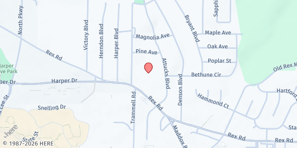 Map showing Travelers Rest MBC - Glad Morning Comm. at 2112 Rex Road, Morrow, GA