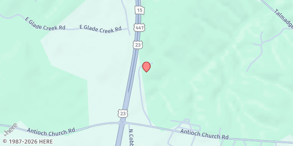 Map showing Grace Fellowship at 390 Rockford Cove Rd., Mt Airy, GA