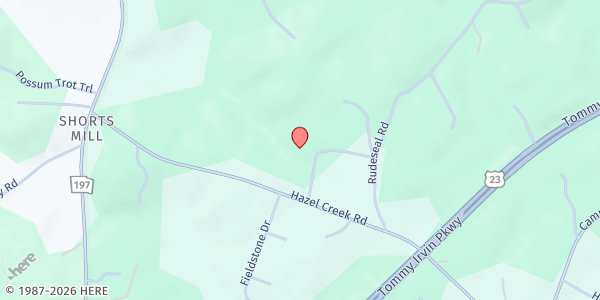 Map showing Hazel Creek Baptist Church at 243 Hazel Creek Church Rd., Mt Airy, GA