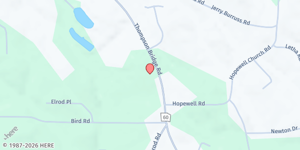 Map showing The River Community Assembly of God at 5043 Thompson Bridge Road, Murrayville, GA