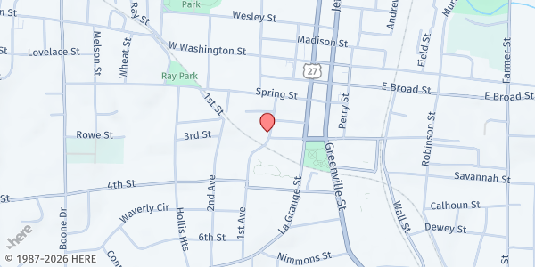Map showing Bridging the Gap - Main Location at 19 1st Ave, Newnan, GA