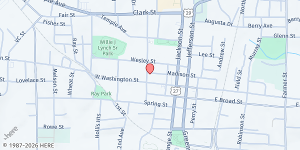 Map showing First Baptist Church Newnan at 70 Madison St, Newnan, GA