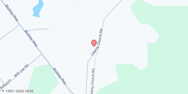 Map showing Liberty Baptist Church at 7755 Liberty Church Road, Nicholls, GA