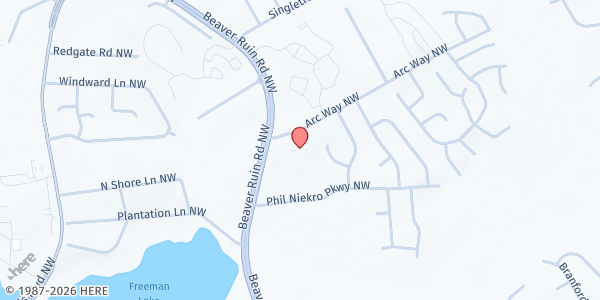 Map showing Beaver Ruin Road Baptist Church at 1200 Beaver Ruin Rd., Norcross, GA