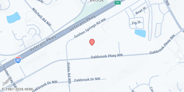 Map showing First Senior Center at 5555 Oakbrook Pkwy, Norcross, GA