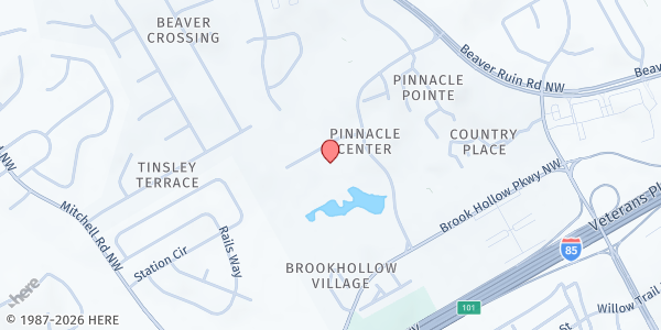Map showing Norcross Cooperative Ministry at 500 Pinnacle Ct, Norcross, GA