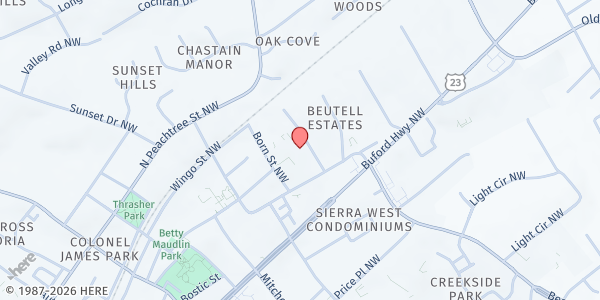 Map showing Norcross Elementary School at 150 Hunt St, Norcross, GA