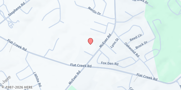 Map showing Cornerstone Tabernacle at 5004 McEver Road, Oakwood, GA