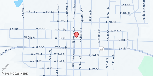 Map showing Ocilla Baptist Church at 201 North Irwin Avenue, Ocilla, GA