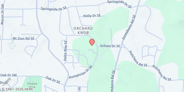 Map showing Humphries Elementary School at 3029 Humphries Drive Southeast, Orchard Knob, GA