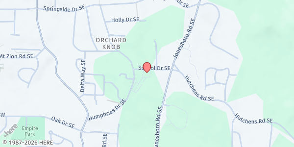 Map showing International Christian Fellowship at 461 School Drive Southeast, Orchard Knob, GA