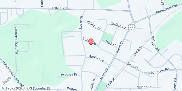 Map showing Palmetto Senior Center at 510 Turner Ave., Palmetto, GA