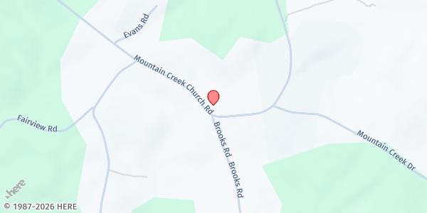 Map showing Mountain Creek Baptist Church at 1116 Mountain Creek Church Rd., Pendergrass, GA