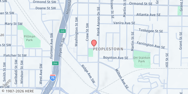Map showing Emmaus House at 27 Haygood Avenue Southwest, Peoplestown, GA