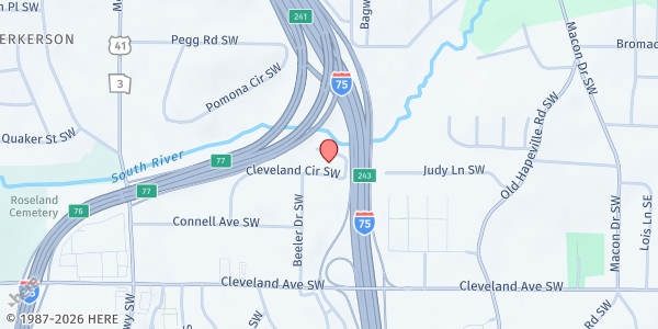 Map showing Hosea Feed the Hungry and Homeless - Perkerson at 2545 Forrest Hills Drive Southwest, Perkerson, GA