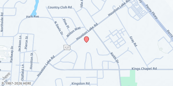 Map showing Grace Church of Perry at 1736 Houston Lake Rd., Perry, GA