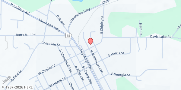 Map showing Pine Mountain First United Methodist Church at 206 McDougald Ave., Pine Mountain, GA