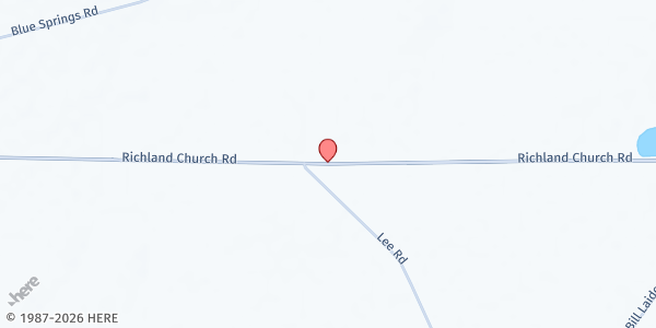 Map showing Mattie Richland Baptist Church at 571 Richland Church Rd., Pineview, GA