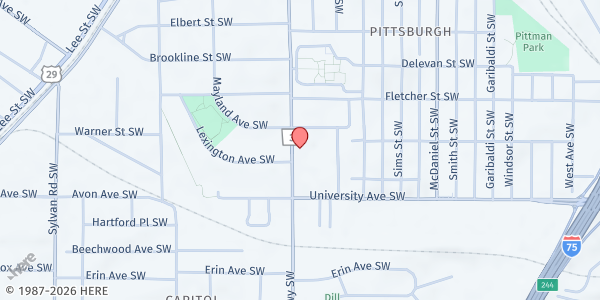 Map showing Operation D.E.F.R.O.S.T. at 1136 Metropolitan Parkway Southwest, Pittsburgh, GA