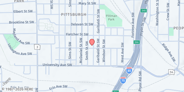 Map showing The Beloved Community Development Corporation at 1113 Ira Street Southwest, Pittsburgh, GA